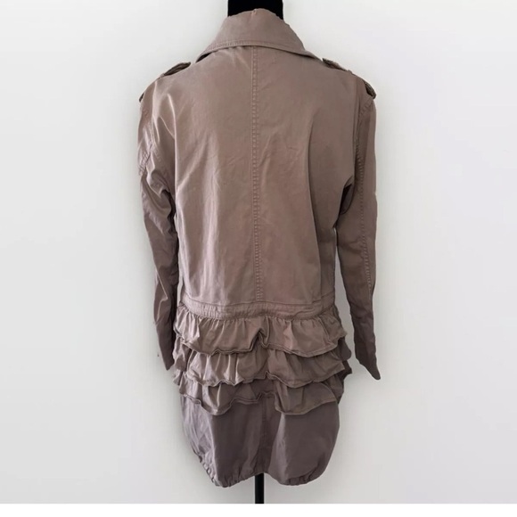 Dictionary Beige Long Parka Size M Womens Crest Beading Made In Japan Y2K Ruffle - Picture 3 of 12